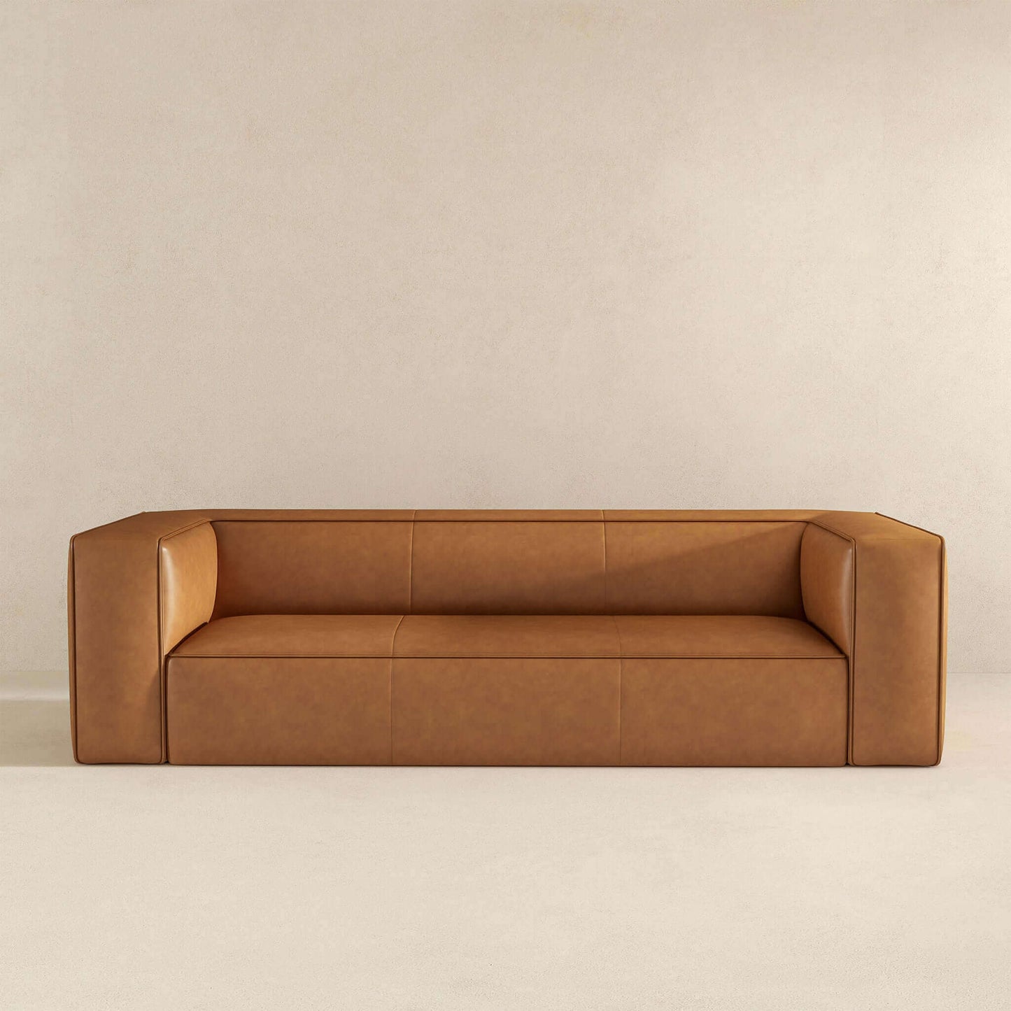 Colton Mid-Century Modern Leather Sofa (Tan)