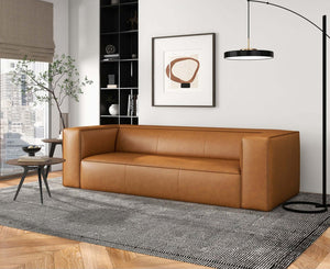 Colton Mid-Century Modern Leather Sofa (Tan)