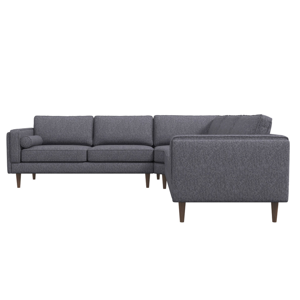 Amber 105" Dark Grey Velvet  Mid-Century Modern  Corner Sectional