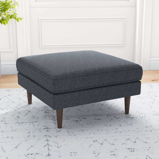 Amber Mid-Century Modern Square Upholstered Ottoman Dark Grey