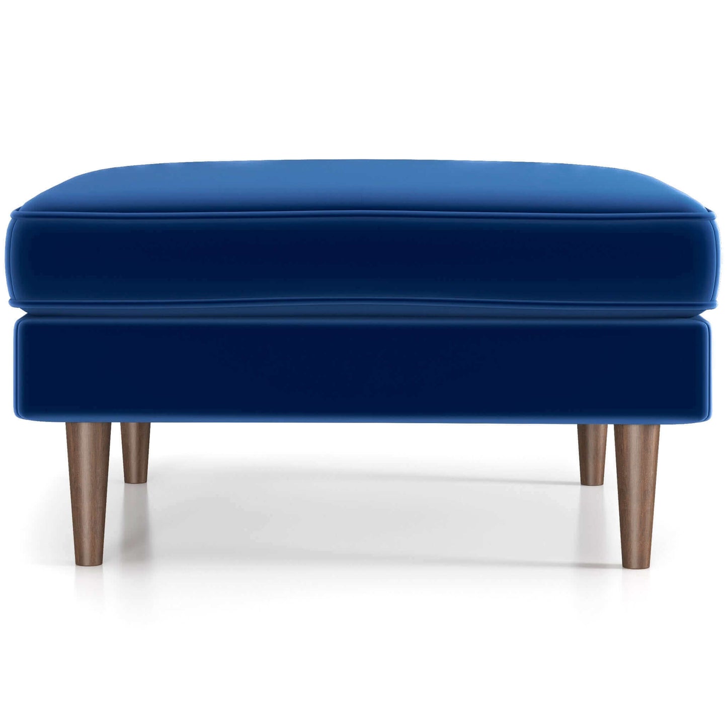 Amber Mid-Century Modern Square Upholstered Ottoman Navy