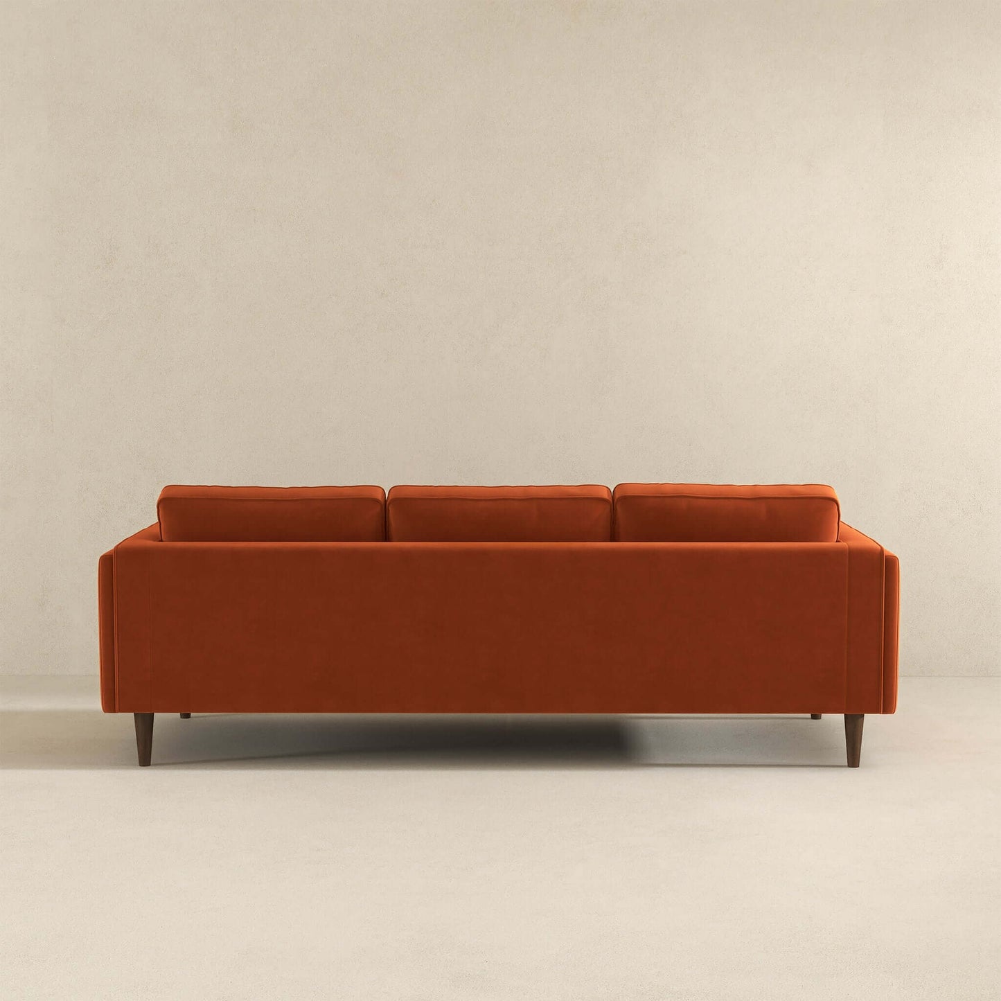 Amber 86" Mid Century Modern Burnt Orange  Velvet Sofa