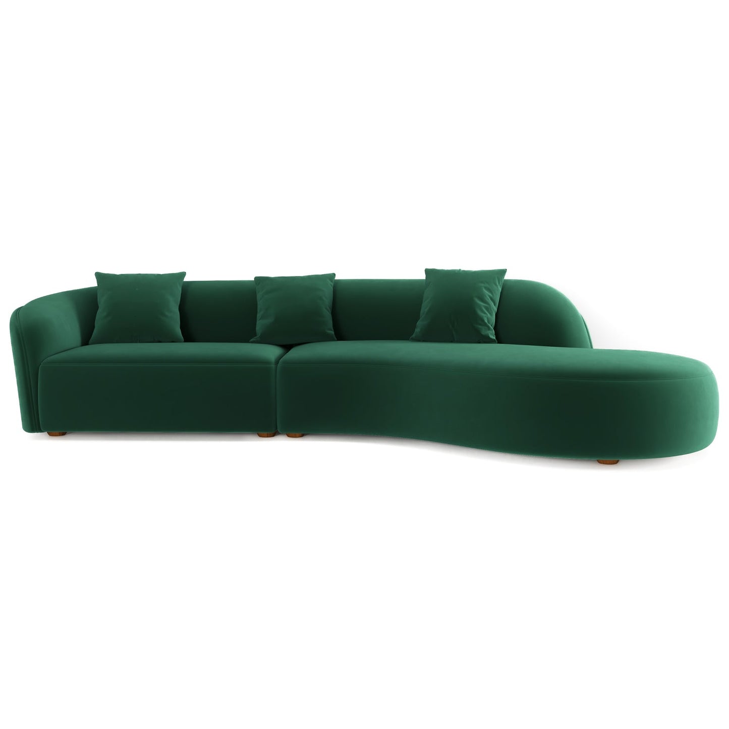 Elijah Green Velvet Japandi Style Curvy 126" Sectional