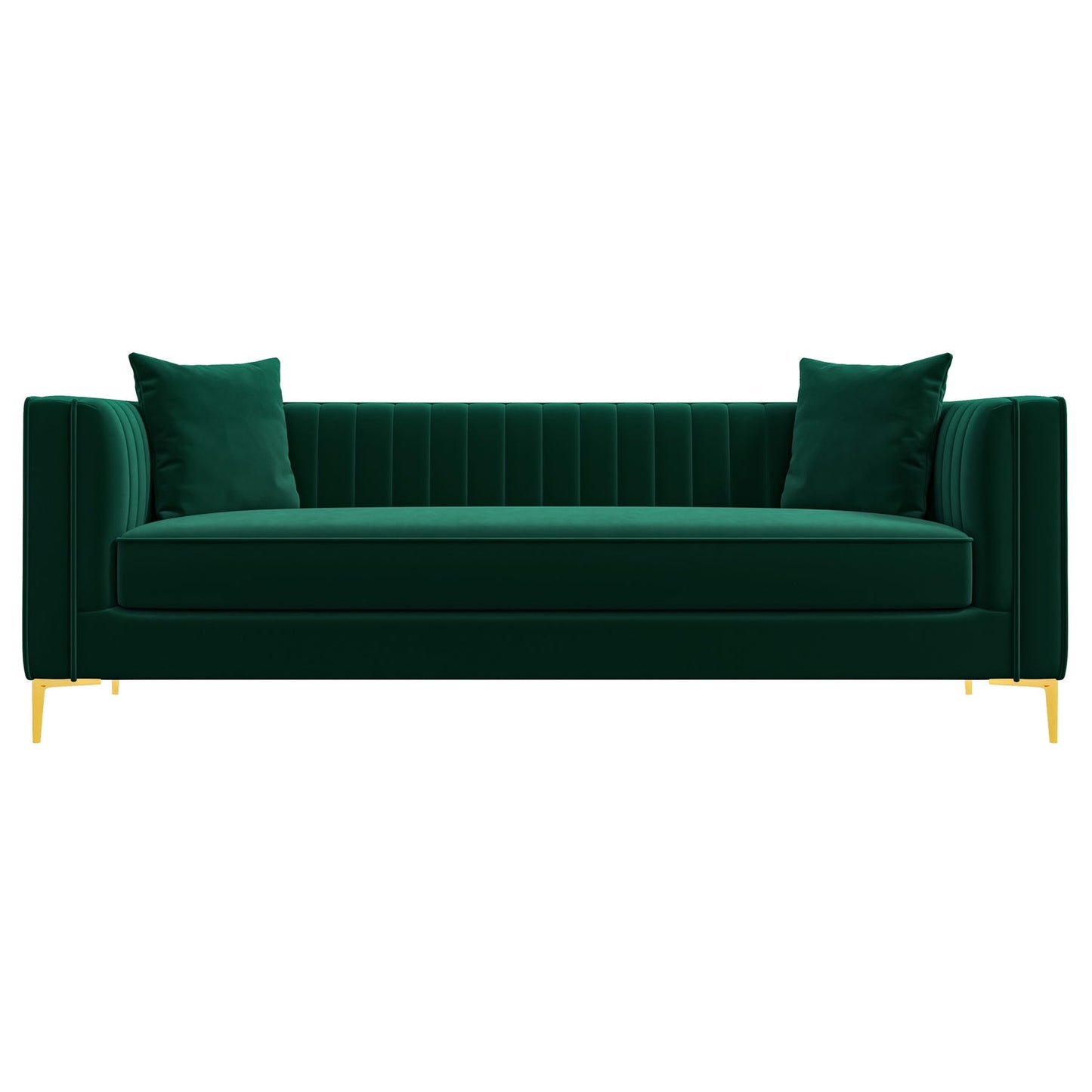 Angelina 84" Mid-Century Modern Green Velvet Tufted Sofa