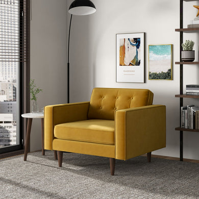 Casey Mid-Century Modern Gold Velvet Lounge Chair