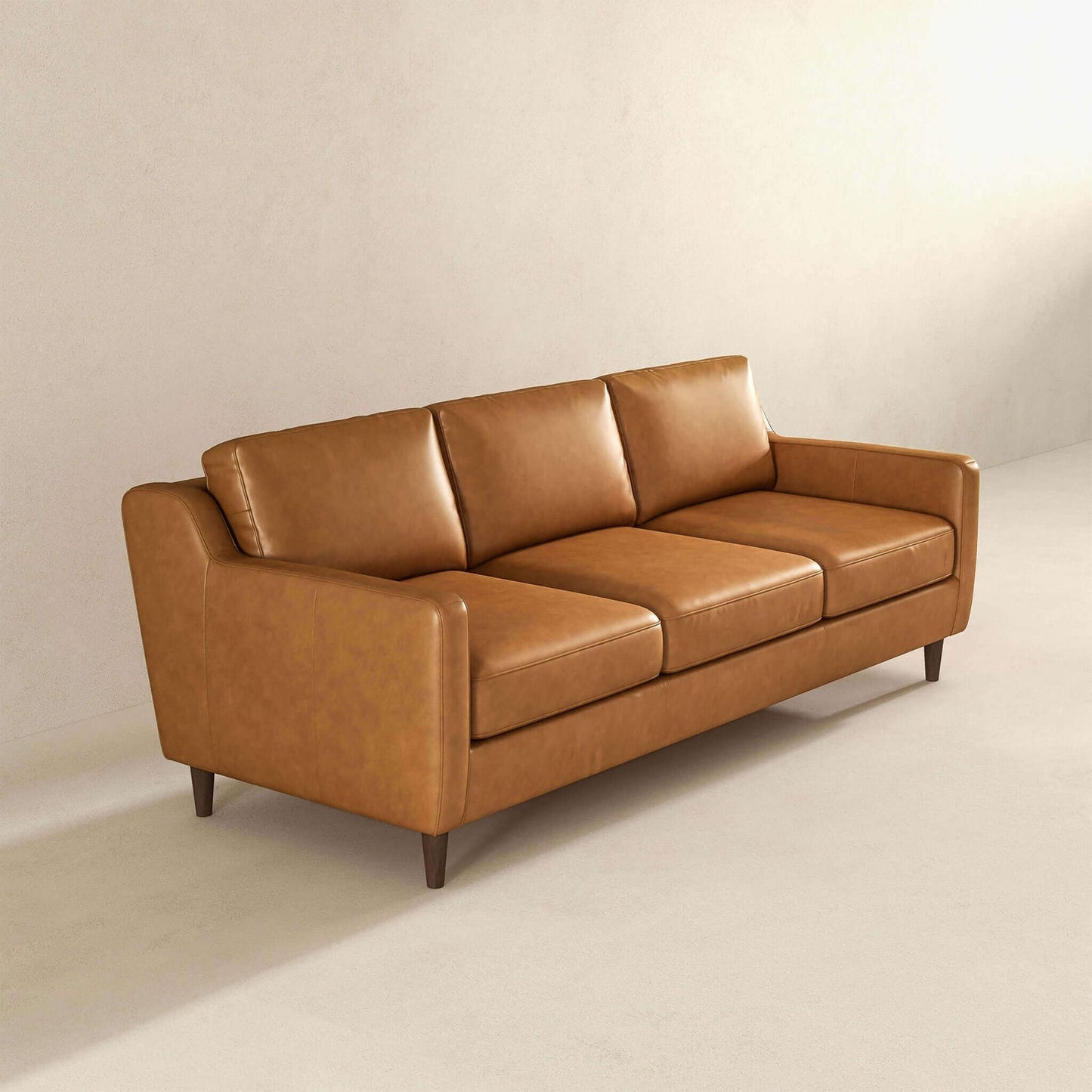 Cooper Tan Modern Genuine Leather Sofa