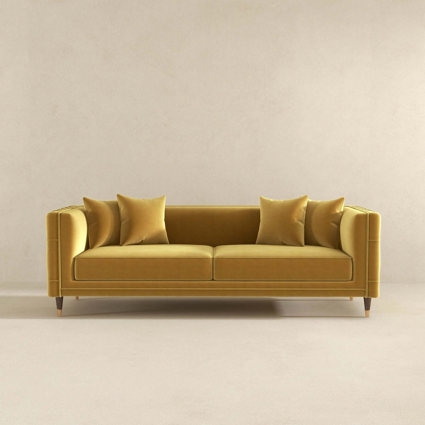 Edward Mid Century Modern Yellow Mustard Velvet Sofa