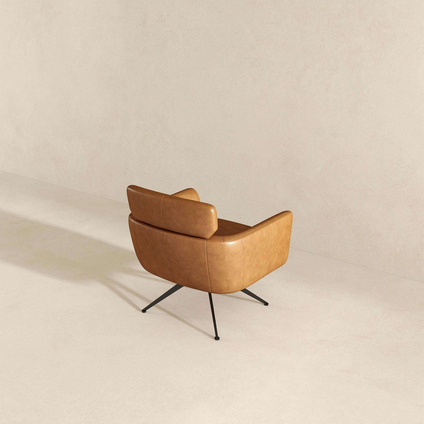 Camila Mid-Century Modern Tan Leather Lounge Chair