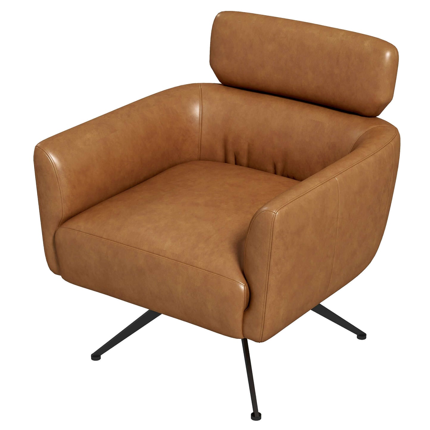 Camila Mid-Century Modern Tan Leather Lounge Chair