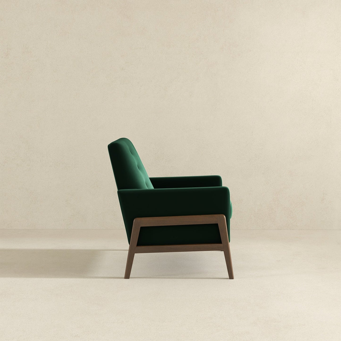 Cole Mid-Century Modern Solid Wood Green Velvet Lounge Chair