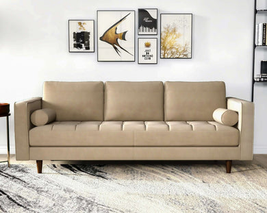 Catherine Taupe Velvet Mid-Century Modern Sofa
