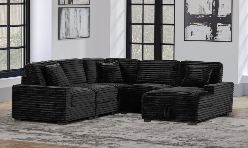 Allison Black STORAGE CHAISE Sectional