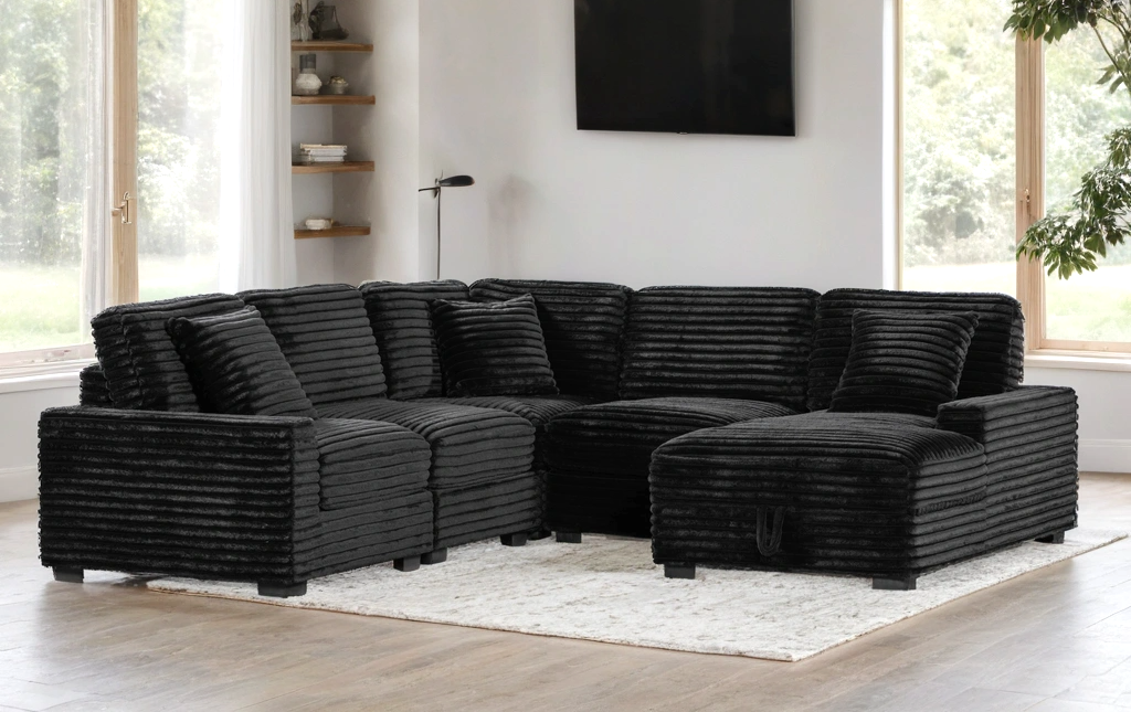 Allison Black Sectional STORAGE CHAISE