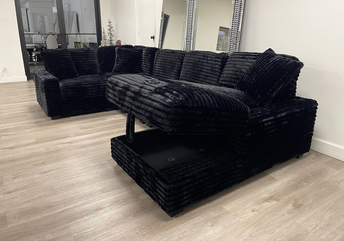 Allison Black Sectional STORAGE CHAISE