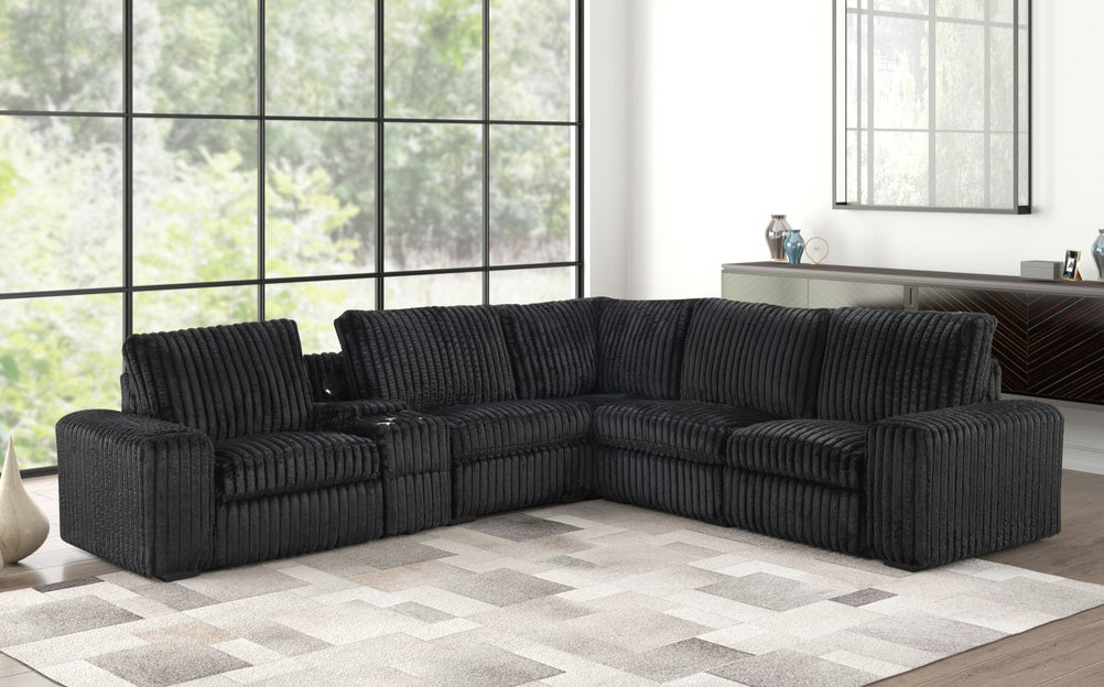 Amelia Black POWER/BLUETOOTH SPEAKERS Reclining Sectional