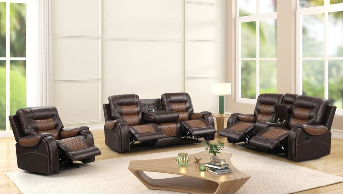 Ashley1001 2Tone Brown OVERSIZED 3pc Reclining Set