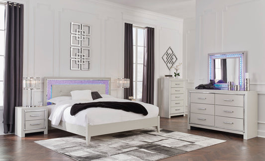 Zyniden Silver Panel LED  Bedroom Set