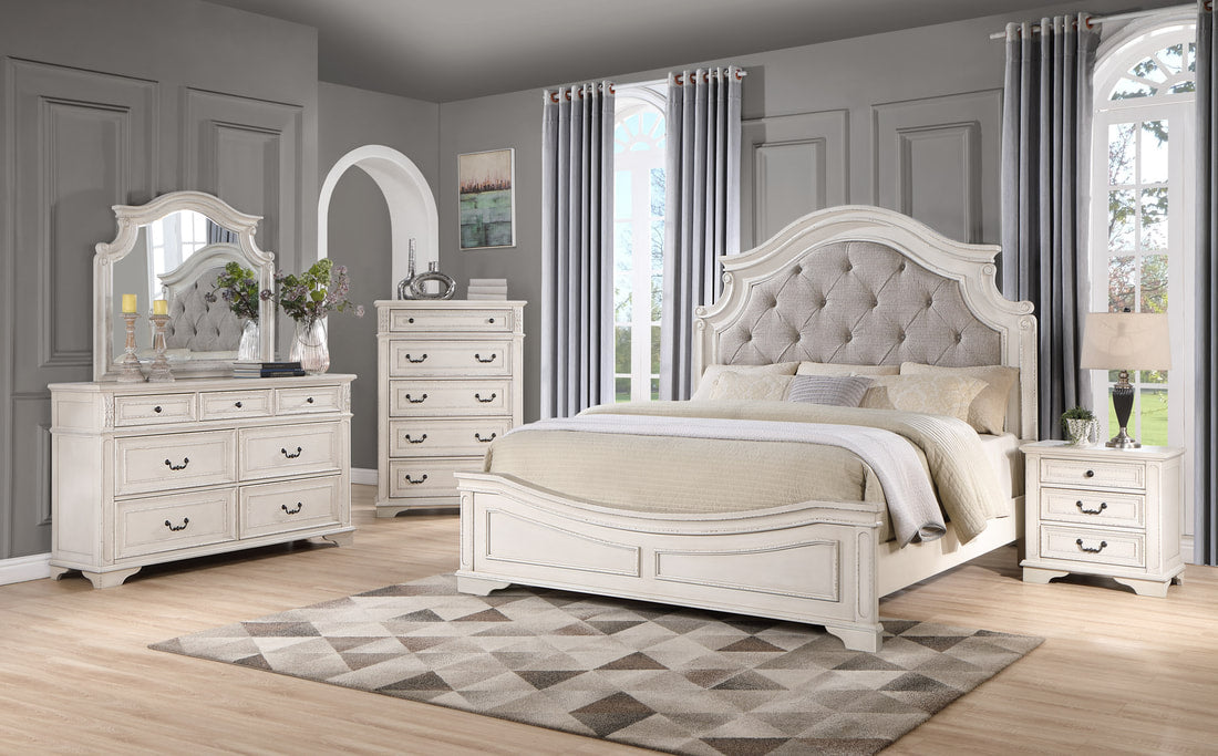B6000 Antique White Panel Bedroom Set – Harwin Furniture