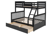 Load image into Gallery viewer, BB22 Twin/Full Bunk Bed w/Twin Trundle Black