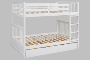 BB31 Full/Full Bunk Bed w/Twin Trundle White