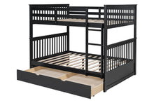 Load image into Gallery viewer, BB32 Full/Full Bunk Bed w/Twin Trundle Black