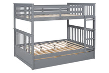 Load image into Gallery viewer, BB33 Full/Full Bunk Bed w/Twin Trundle Gray