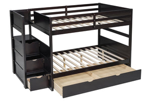 BB50 FULL/FULL Bunk Bed w/Twin Trundle + Staircase Storage