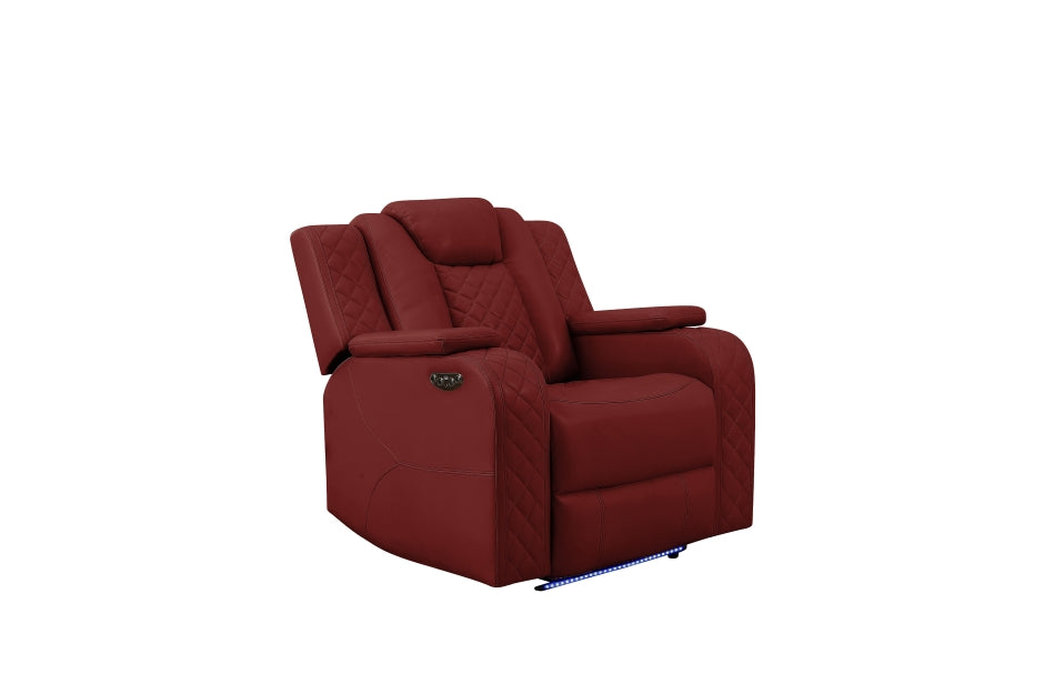 Radiant Burgundy Red POWER/LED/BLUETOOTH SPEAKERS Reclining Sofa and Loveseat SH8895