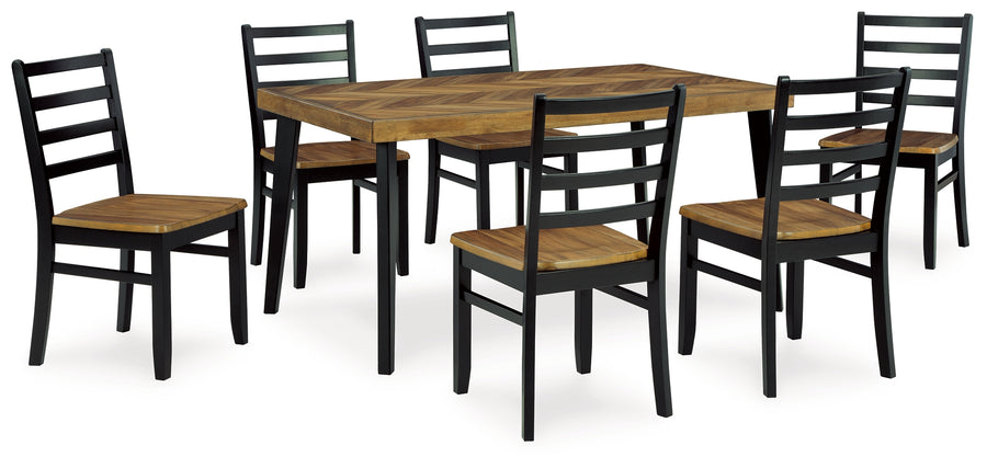 Blondon Brown/Black 7pc Dining Room Set D413-425