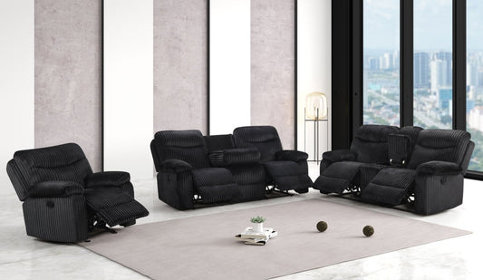 Bravo Black Fabric 3pc Reclining Set