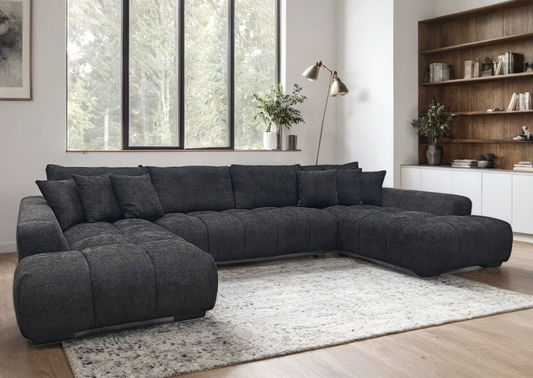 Brooklyn 143" Black Chenille Sectional