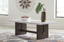 Load image into Gallery viewer, Burkhaus White/Dark Brown MARBLE 3pc Coffee Table Set
T779