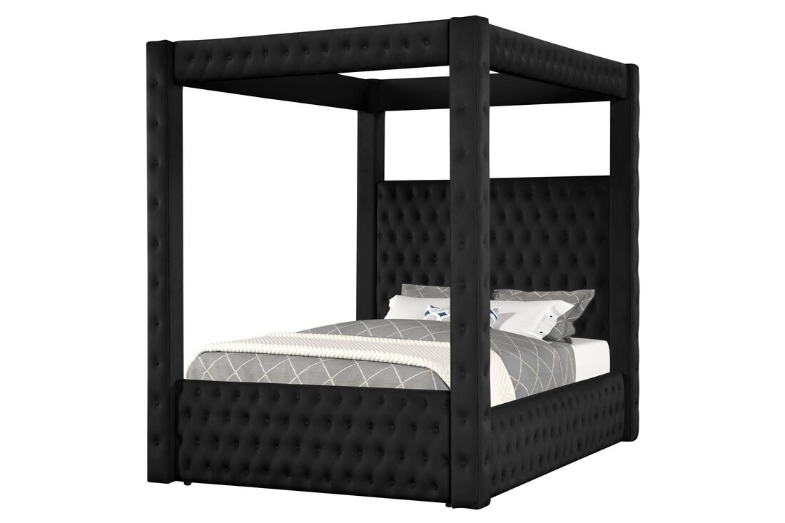 Castle Black Velvet King Platform Bed