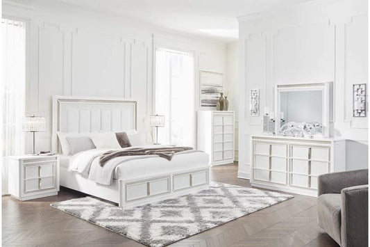 Chalanna White LED Upholstered Storage Bedroom Set B822