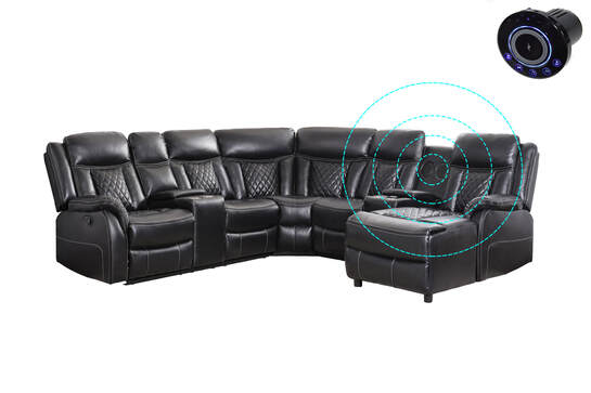 Champion Black (LED/BLUETOOTH SPEAKERS) Reclining Sectional