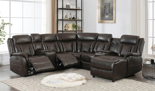 Champion Brown (LED/BLUETOOTH SPEAKERS) Reclining Sectional