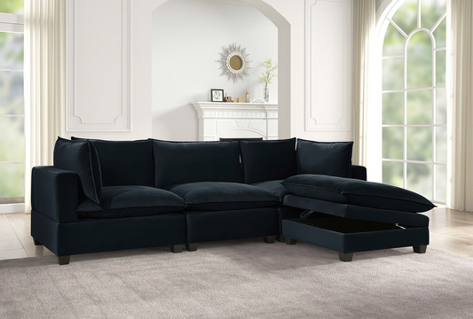 Cloud2 121" Black Velvet Modular Sectional