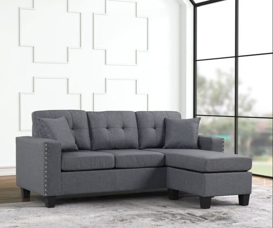 Cris Grey Fabric Reversible Sectional