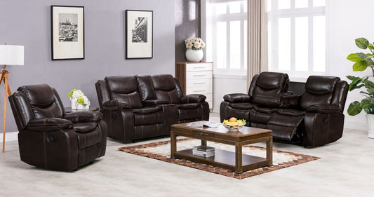 Reno Brown PU 3pc Reclining Set