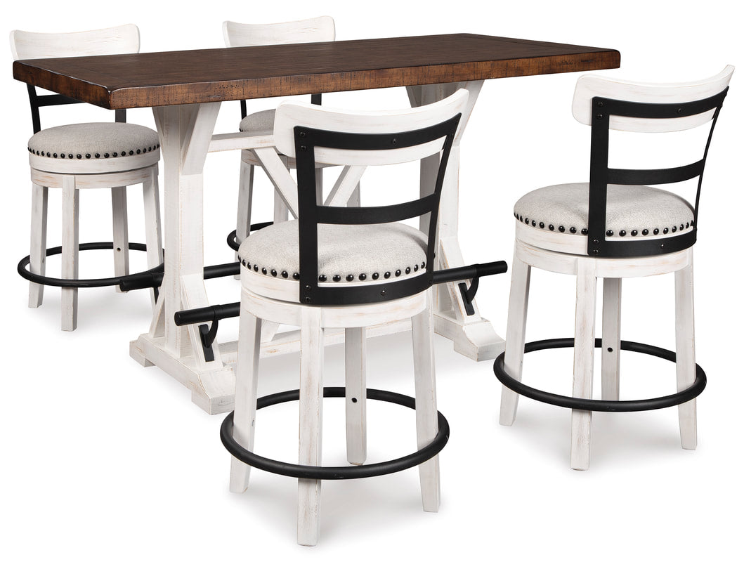 Valebeck Counter Height Dining Table and 4 Barstools in White D546-524