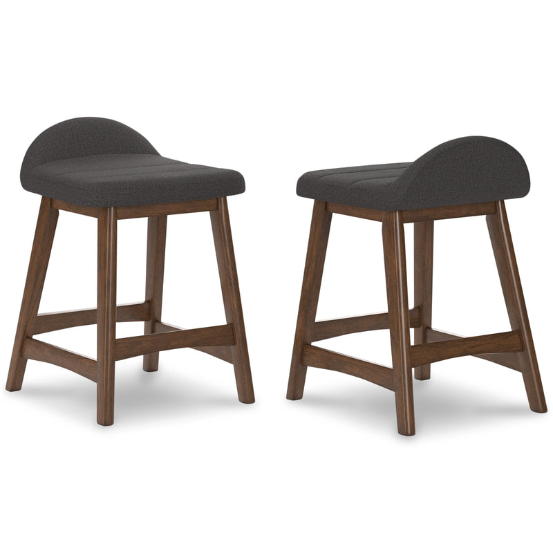 Lyncott Charcoal/Brown Counter Height Barstool, Set of 2 D615