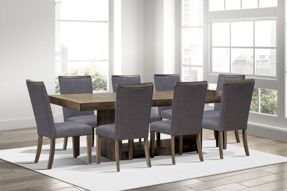 Brown/Grey 9pc Dining Room Set D901