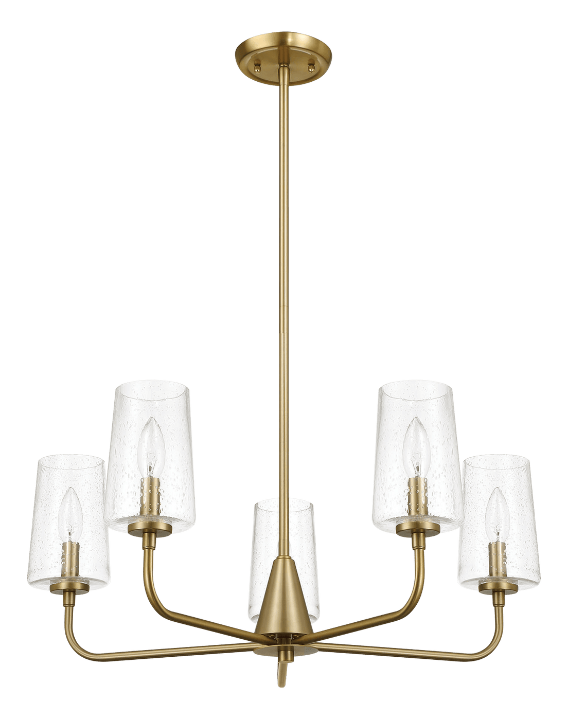 Dazzle Five Lights Chandelier With Clear Seeded Glass -Satin Brass