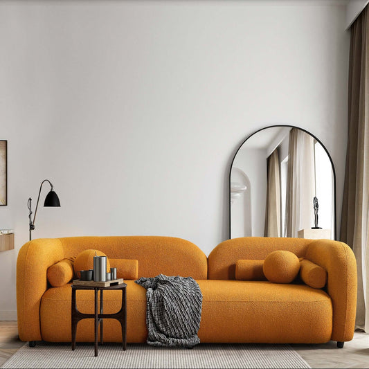 Donna Japandi Style Dark Yellow Boucle Sofa