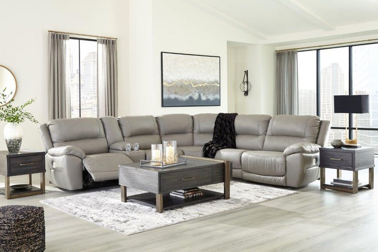 Dunleith Gray 6pc  POWER Reclining Sectional U71605