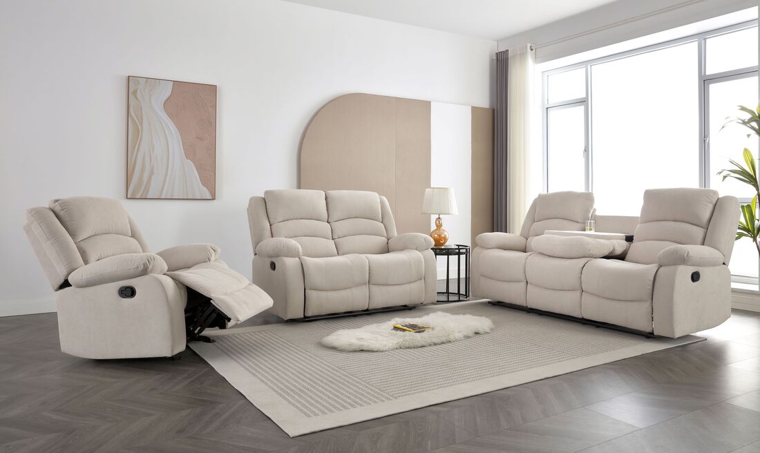 Dynamo Sand Fabric 3pc Reclining Set