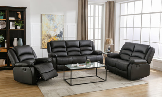 Dynamo Black PU 3pc Reclining  Set