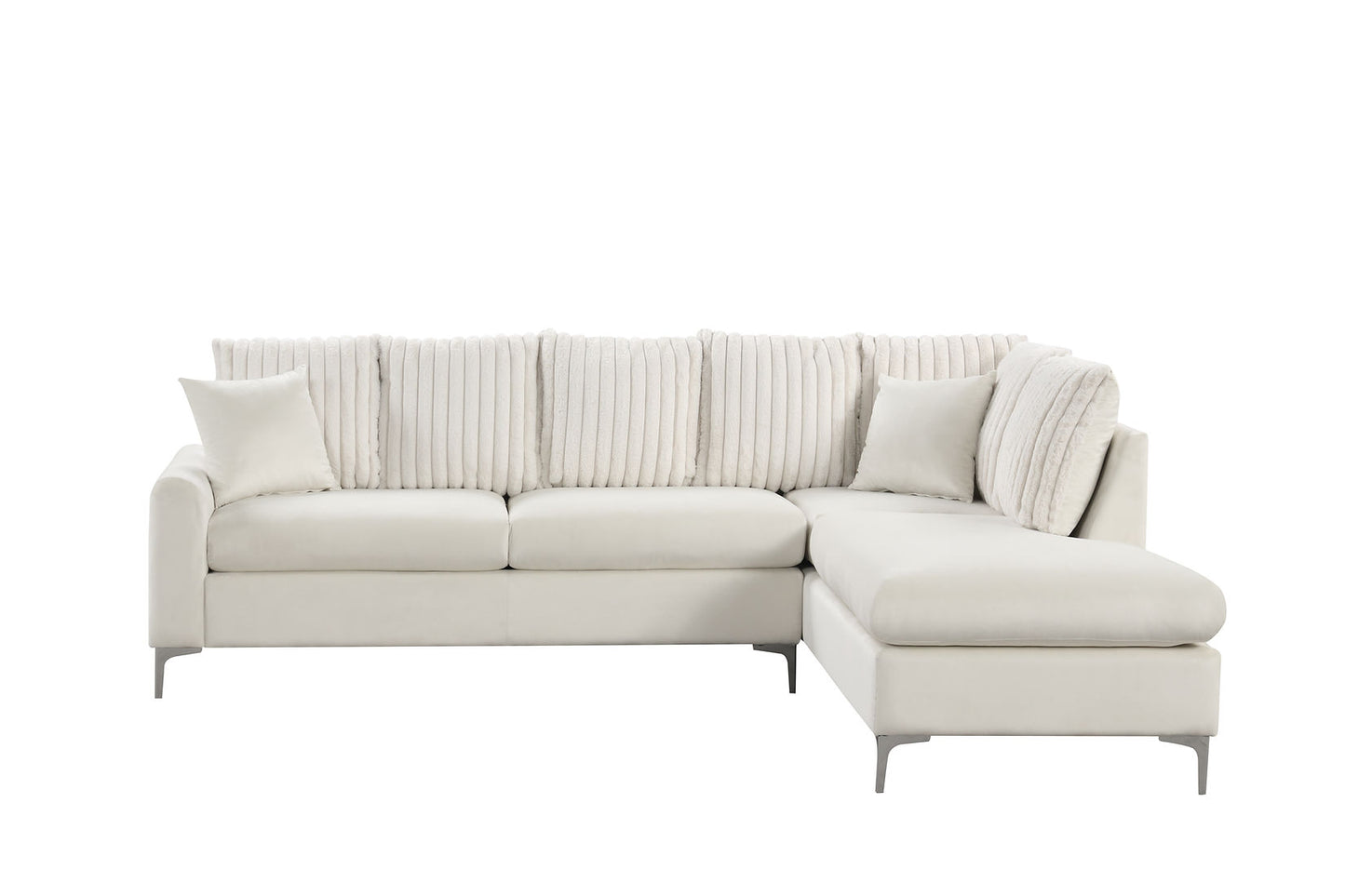 Elina Beige Velvet RAF Sectional S250