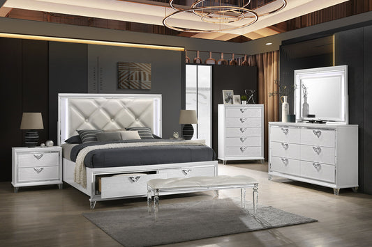 Layla White LED Platform Bedroom Set B6100