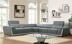Domo Gray TOP GRAIN LEATHER Sectional MI-8010A